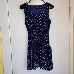Paper Plane London Navy Feather Print Sleeveless Dress Women’s Small